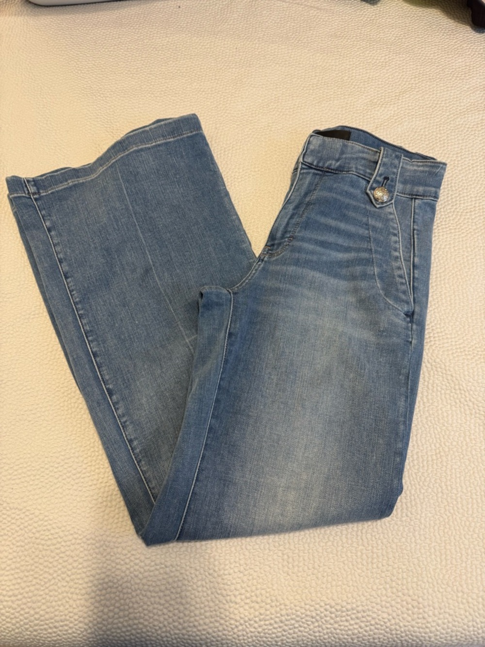 WHBM Light Blue High-Rise Wide Leg  Jeans